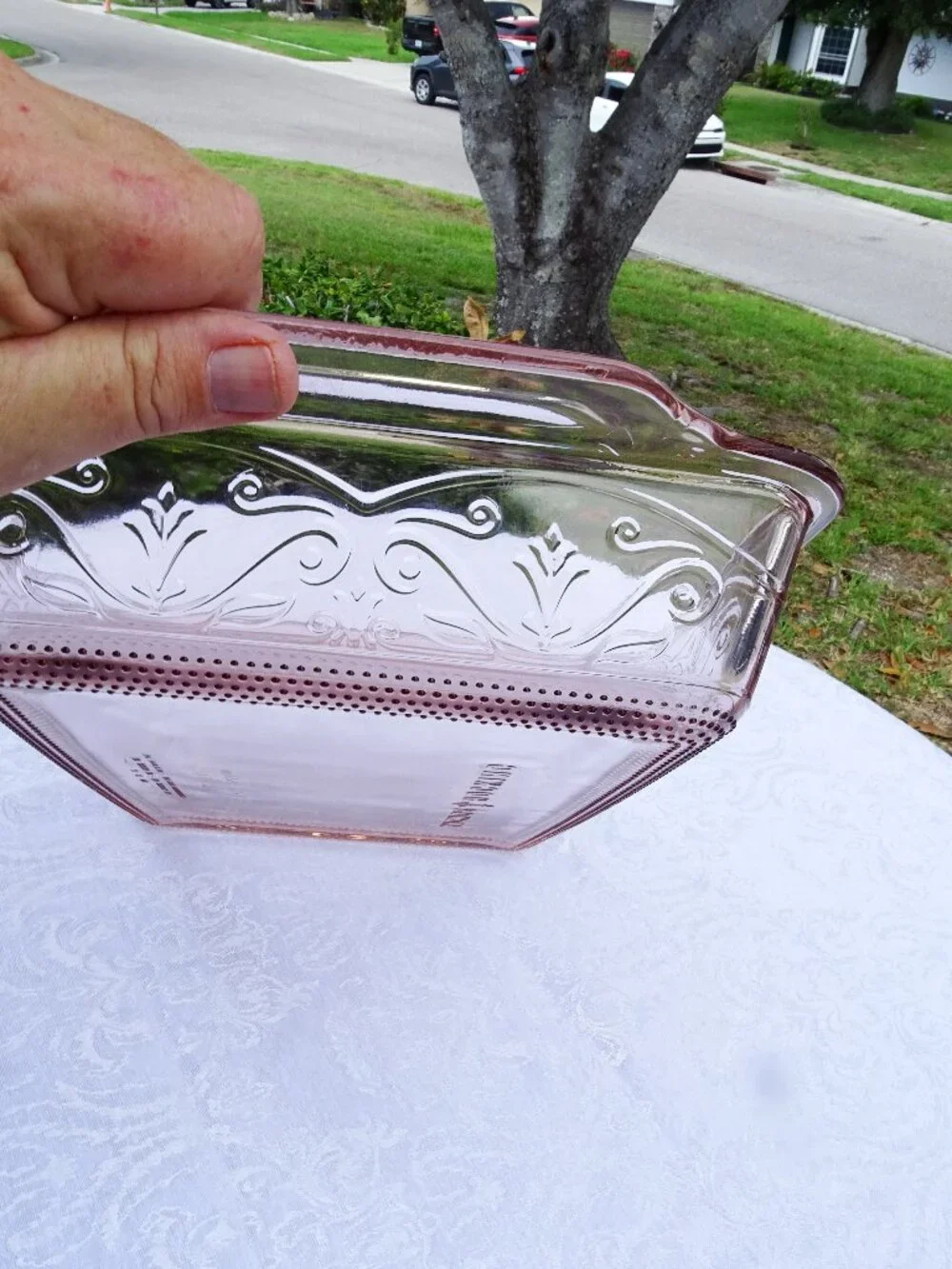 Anchor Hocking Rosewater Laurel -Rectangle Baking Pan Casserole Dish Pink 9